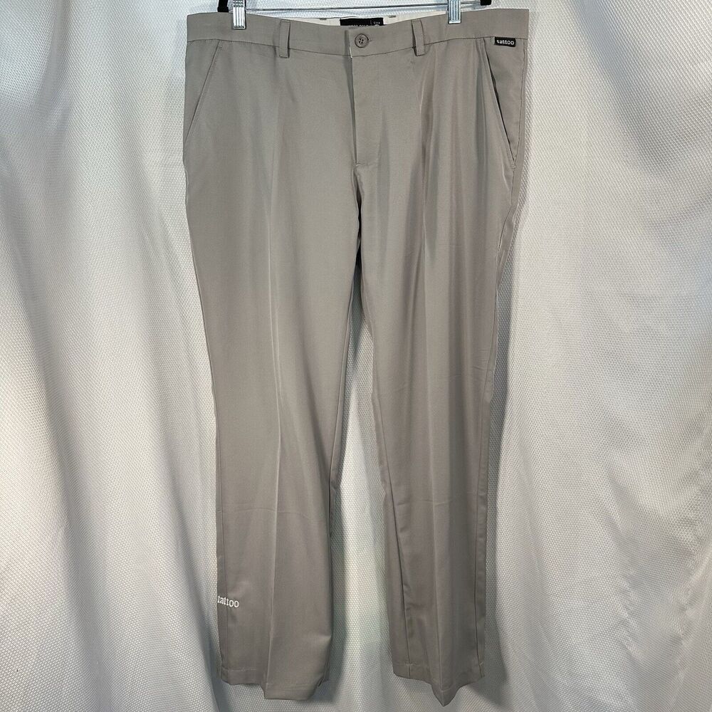 Tattoo Golf performance Pants Men 38x32 Gray flat front skull ProCool Breathable